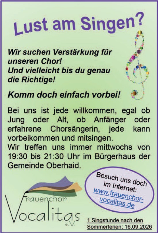 Bild Lust am Singen. Wir suchen Verstärkung für unseren Chor